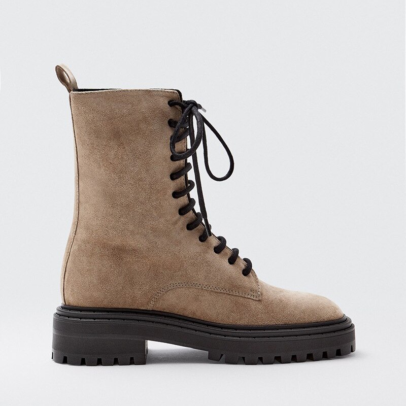 Bottes kaki à lacets
