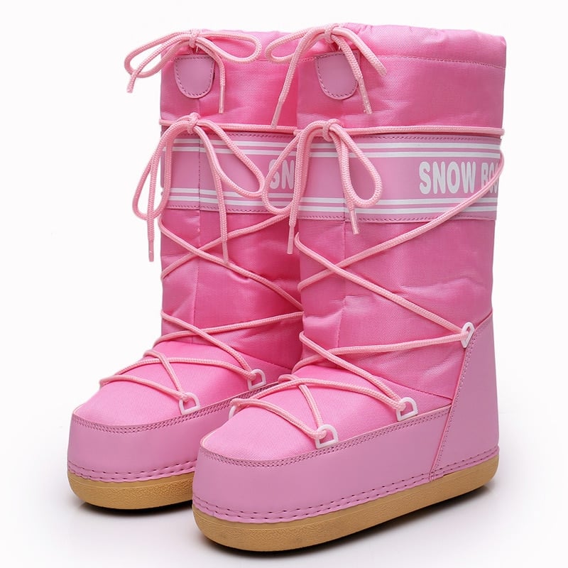 Bottes de ski rose imperméables hautes pour femme