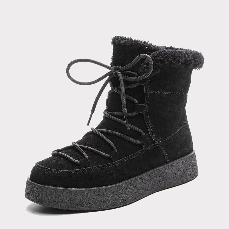 Bottes de neige courtes et fourrées pour femme - Noir