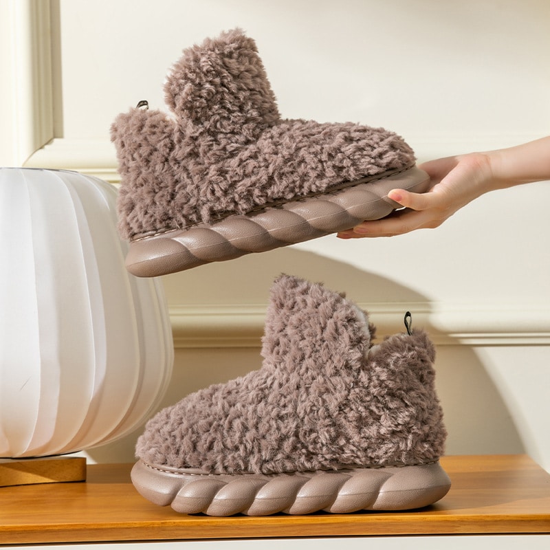 Bottes modernes en peluche chaude d'hiver pour femmes - Marron