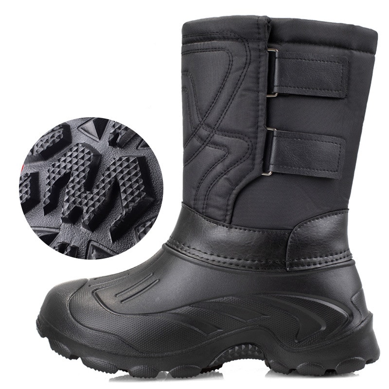 Botte de pluie et de neige imperméables avec doublure chaude pour homme - Noir