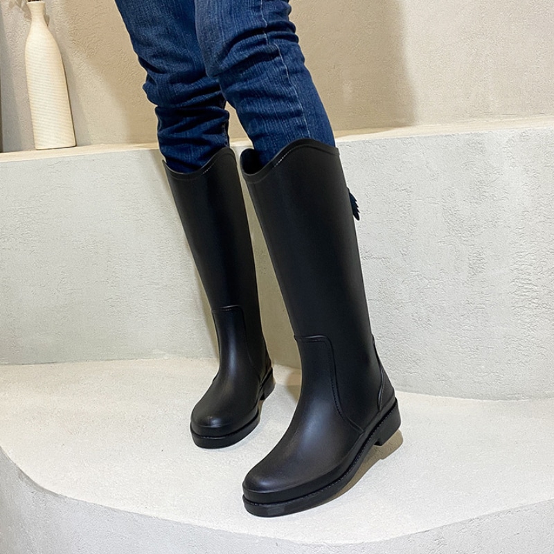 Bottes de pluie hautes en caoutchouc pour femmes - Noir