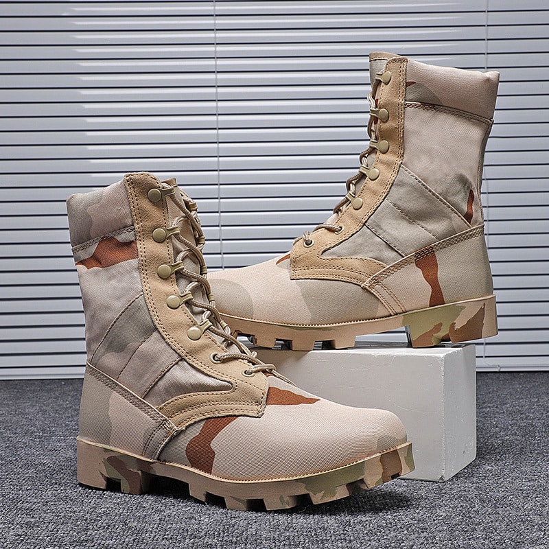 Bottes militaires imperméables motif camouflage