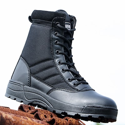 Bottes militaires mi-hautes pour hommes - Noir