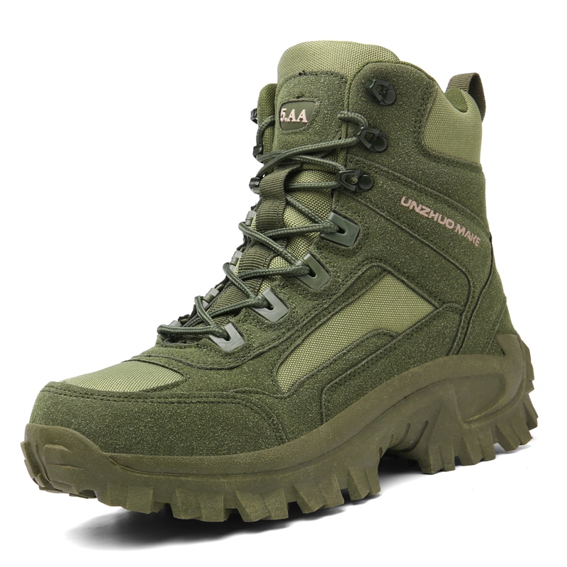 Bottes de marche tactiques militaires imperméables pour hommes - Vert