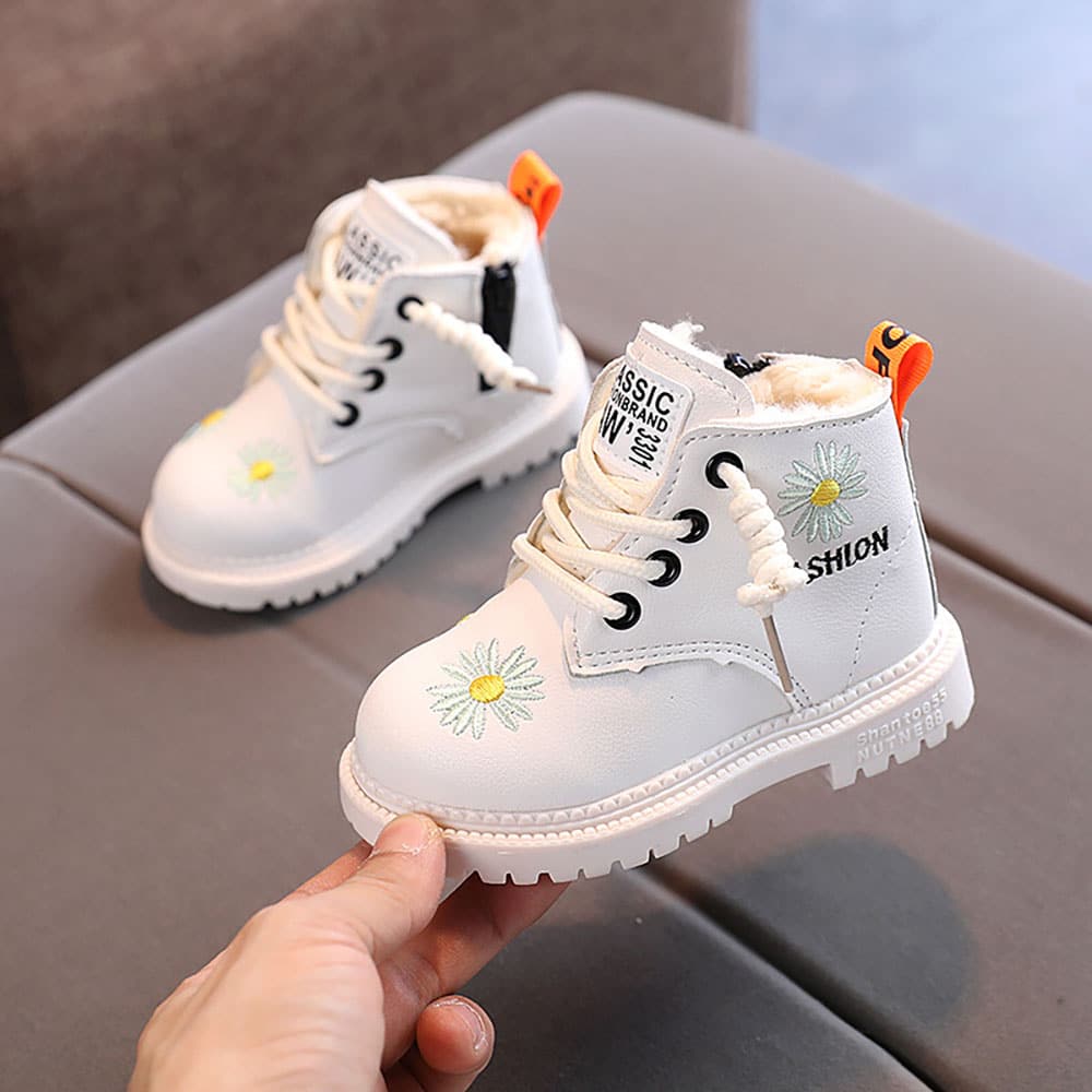 Bottes de neige avec motif de fleur - Beige