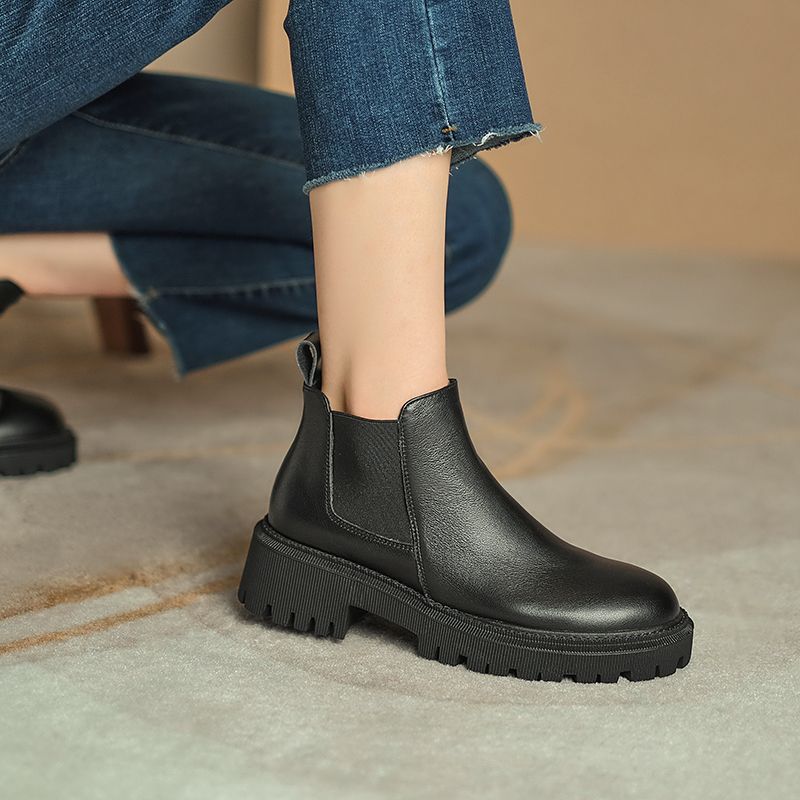 Bottes plates femme en simili cuir et fourrure - Noir
