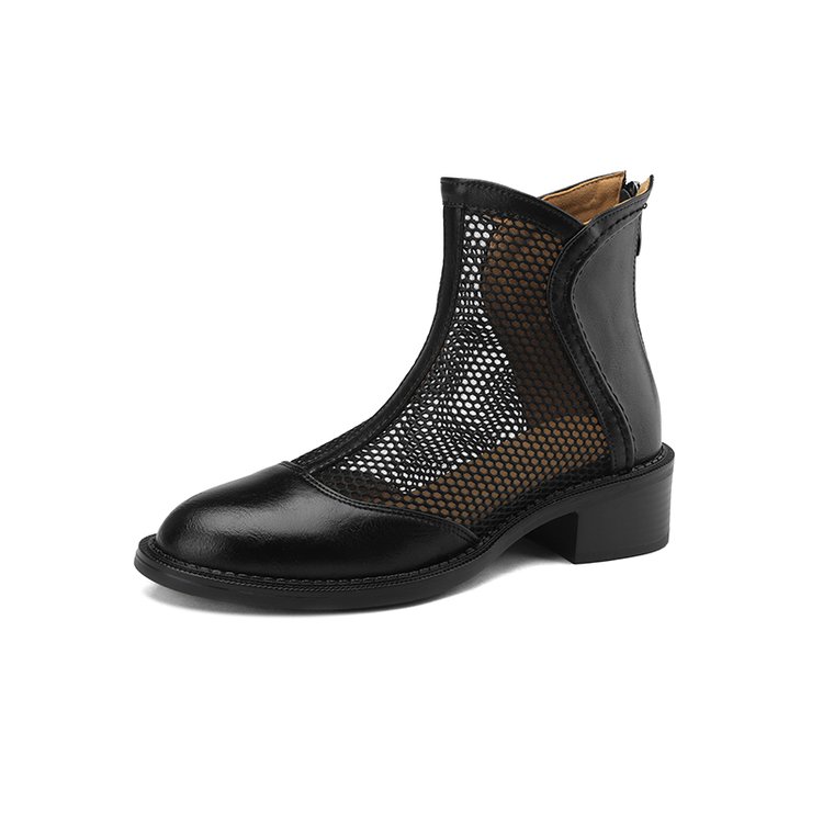 Bottes plates femme en maille - Noir