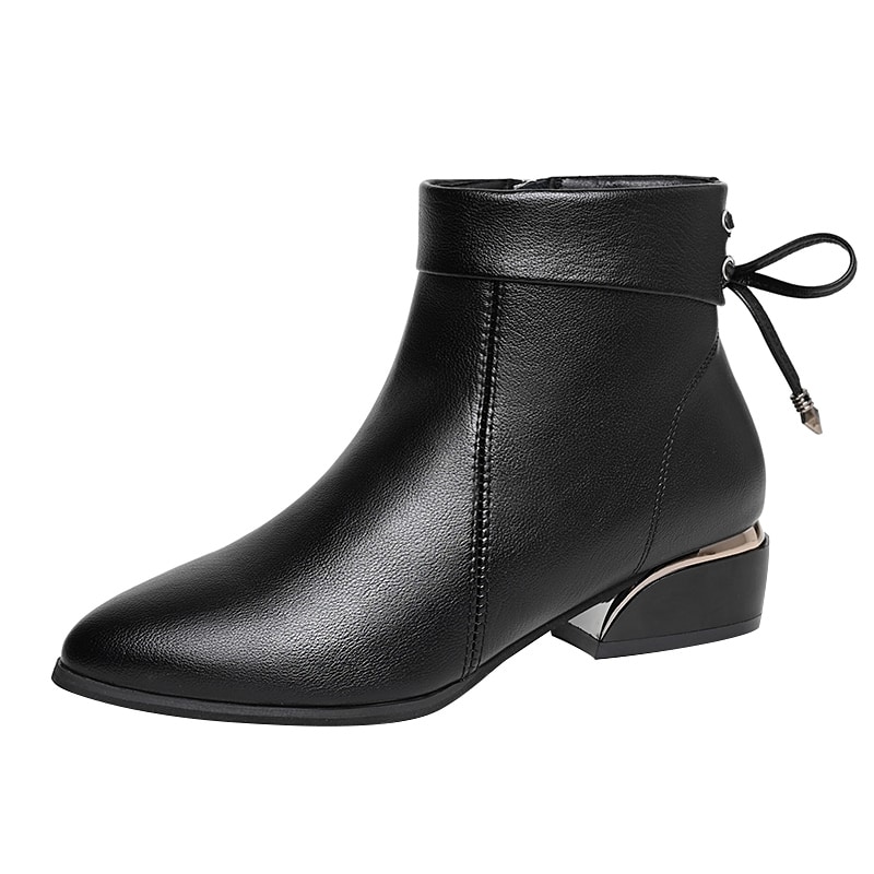 Bottes plates femme courtes en simili cuir