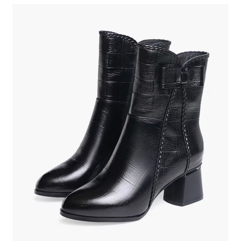 Bottes à talon mi-hautes avec un noeud sur le côté