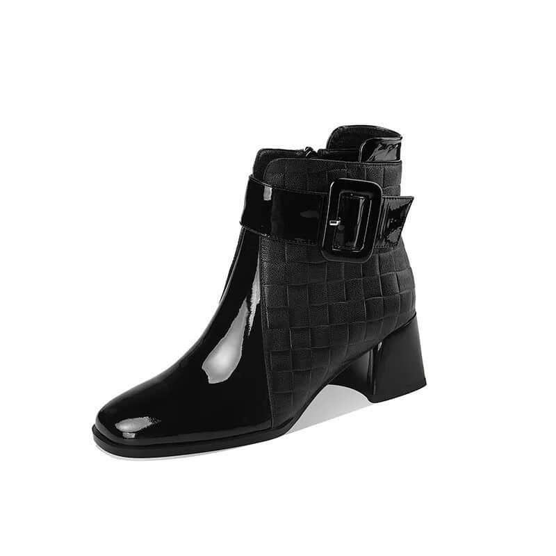 Bottes plates femme courtes en simili cuir sophistiquées