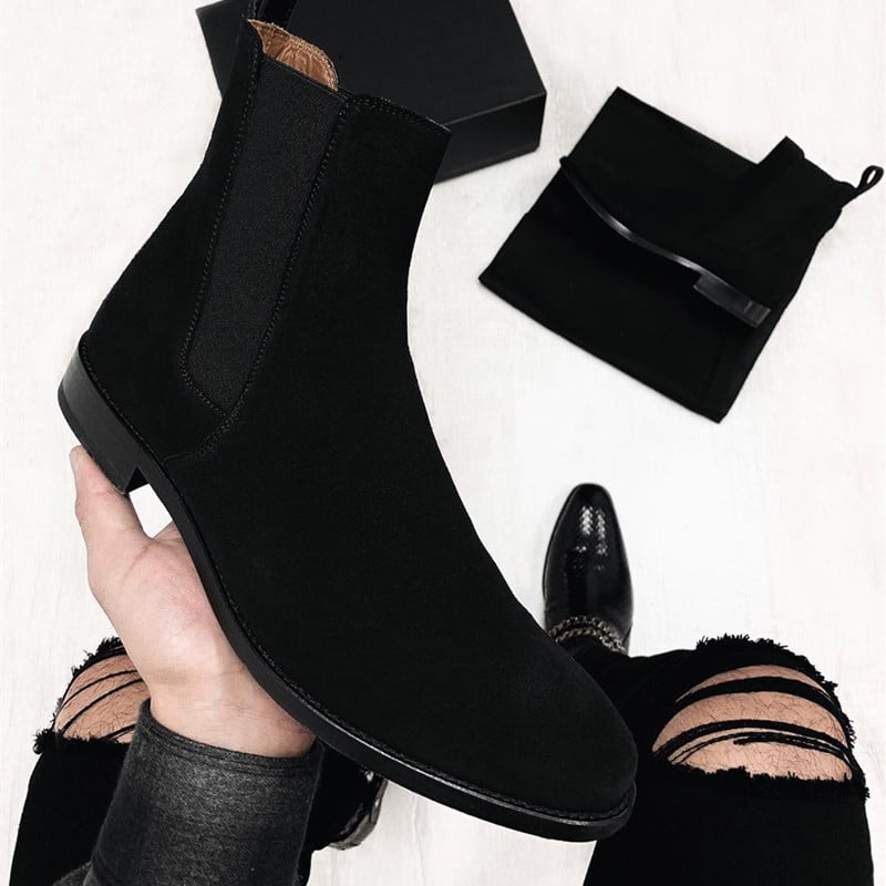 Bottines homme classiques vintage en cuir effet daim