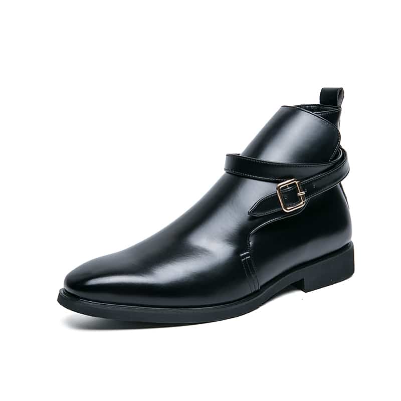 Bottes hommes élégantes avec sangle à boucle - Noir