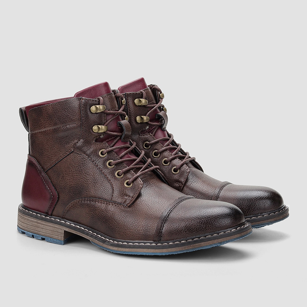 Bottines homme à lacets et fermeture éclair style vintage
